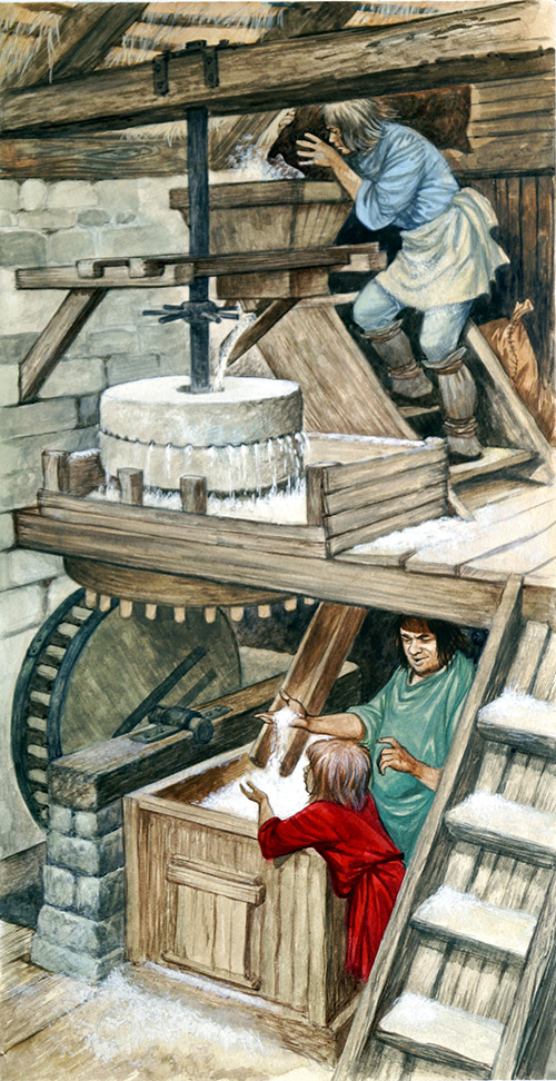 Life At The Mill - From Grain To Flour (Original) by British History (Peter Jackson) at The Illustration Art Gallery