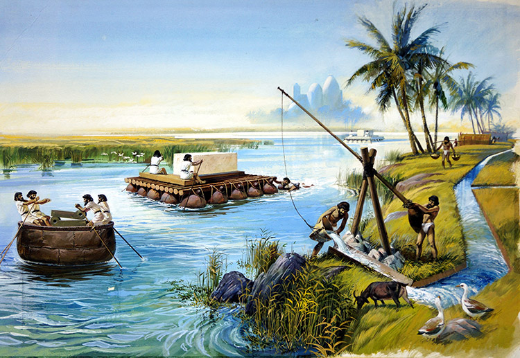 Life on the Nile (Original) by Peter Jackson at The Illustration Art Gallery
