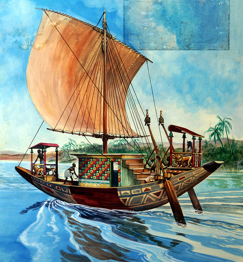 A Royal Barge From The Time Of Tutankhamen (Original) art by Peter Jackson Art at The Illustration Art Gallery