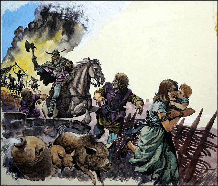 Saxon Raiders (Original) by British History (Peter Jackson) at The Illustration Art Gallery