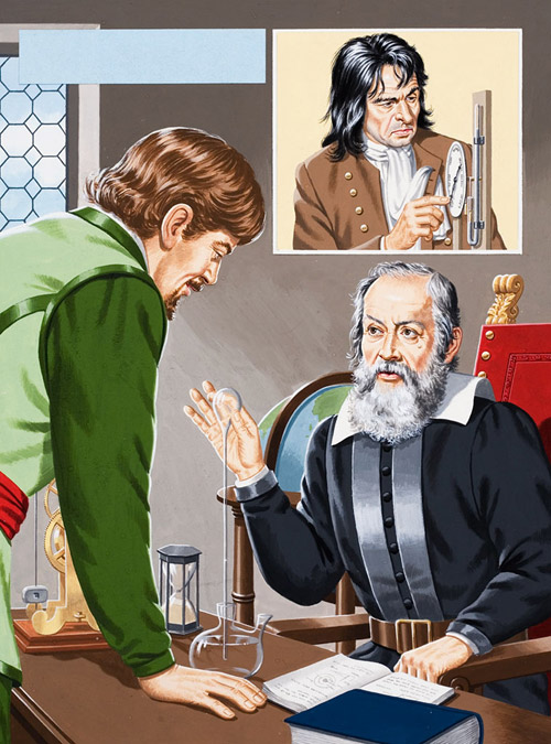 Galileo and Hooke (Original) by John Keay at The Illustration Art Gallery