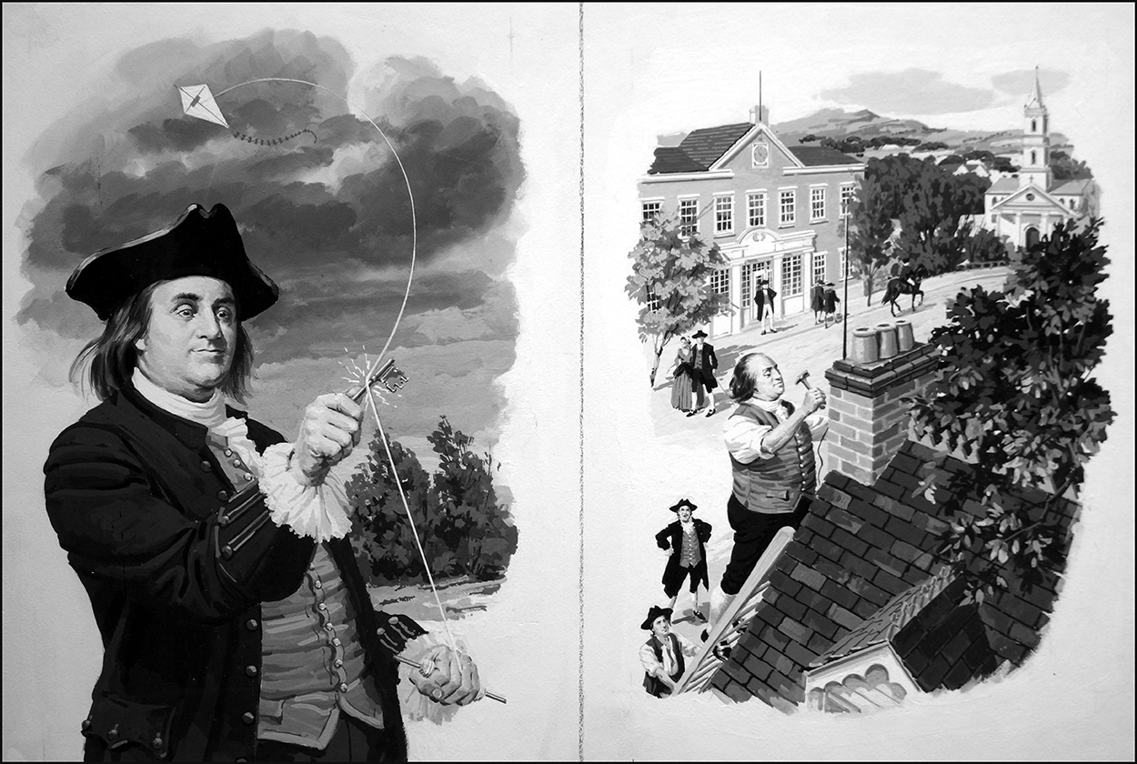 Ben Franklin The Scientist (Original) art by Jack Keay Art at The Illustration Art Gallery