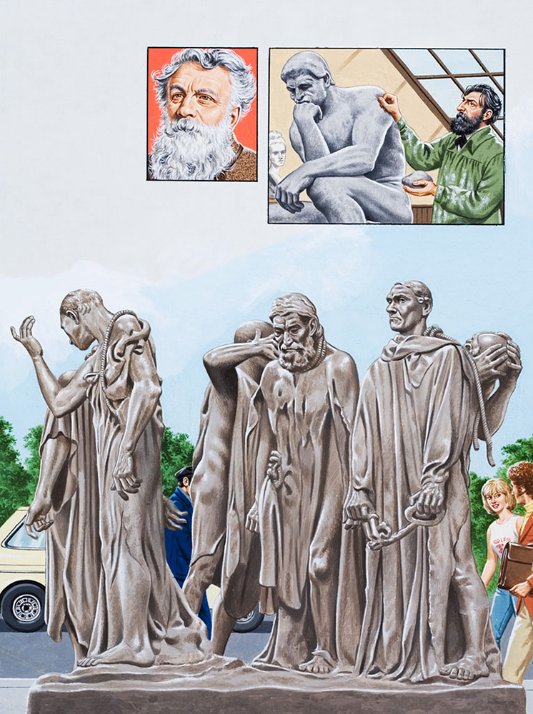 Rodin's The Burghers of Calais (Original) art by John Keay at The Illustration Art Gallery