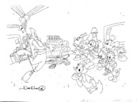 Mickey, Minnie, Goofy, Donald Duck, Daisy Duck and Huey, Dewey and Louie by Dave King