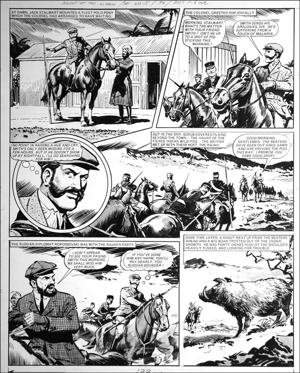 Agent of the Queen - Hunting Boar (TWO pages) (Originals) by Agent of the Queen (Bill Lacey) at The Illustration Art Gallery