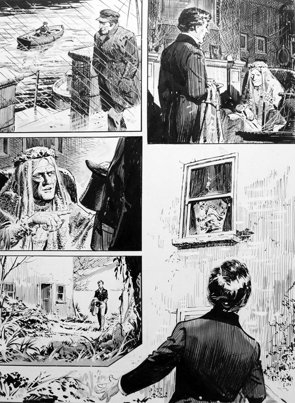 Great Expectations - Fire At Satis House (Original) by Charles Dickens (Lacey) at The Illustration Art Gallery