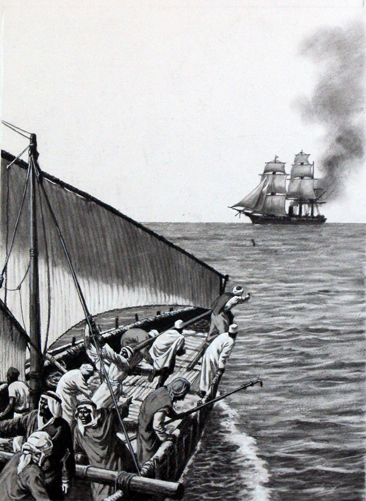 HMS Daphne in 1867 (Original) art by Ronald Lampitt Art at The Illustration Art Gallery