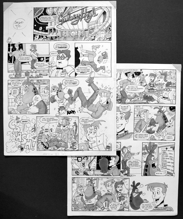 Galaxy High - Exams (TWO pages) (Originals) (Signed) by Galaxy High (Andy Lanning) Art at The Illustration Art Gallery