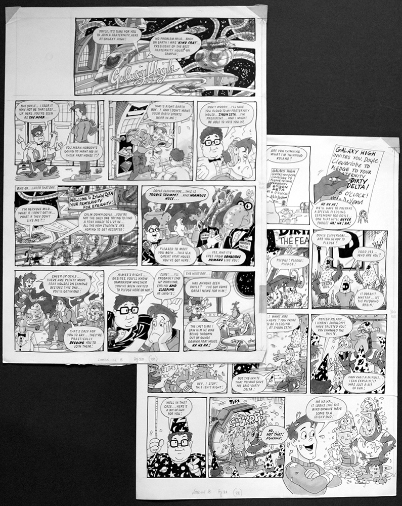Galaxy High - Joining A Fraternity (TWO pages) (Originals) (Signed) art by Galaxy High (Andy Lanning) Art at The Illustration Art Gallery