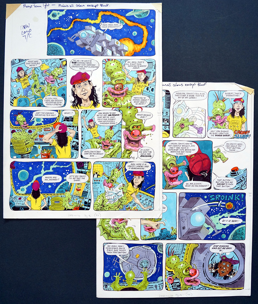 Gilbert The Alien - Grinding Halt (TWO pages) (Originals) (Signed) art by Gilbert The Alien (Andy Lanning) Art at The Illustration Art Gallery