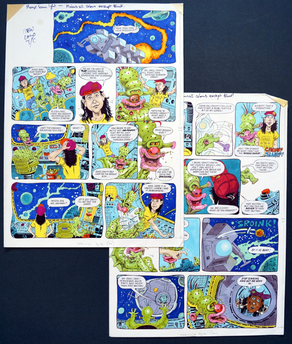 Gilbert The Alien - Grinding Halt (TWO pages) (Originals) (Signed) by Gilbert The Alien (Andy Lanning) Art at The Illustration Art Gallery