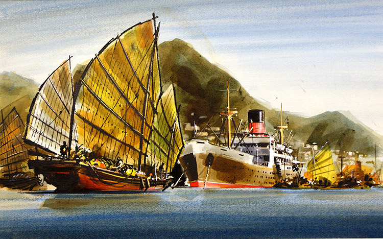 Hong Kong Shipping (Original) by James Leech Art at The Illustration Art Gallery