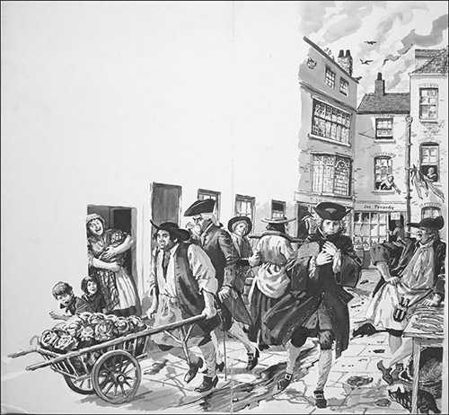 Thomas Chatterton In A London Street (Original) by Barrie Linklater at The Illustration Art Gallery