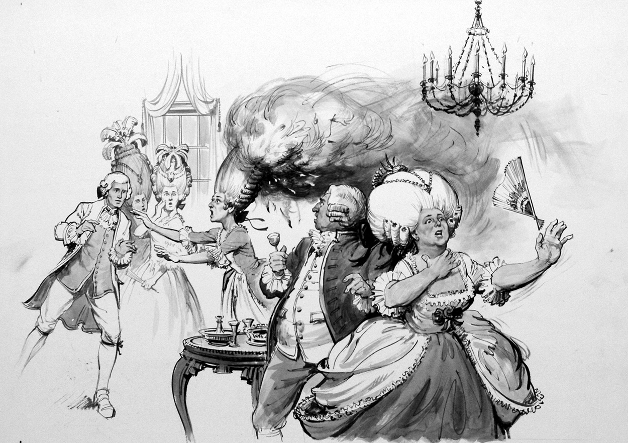 Fads and Fashion: The Wig (Original) (Signed) art by Barrie Linklater Art at The Illustration Art Gallery