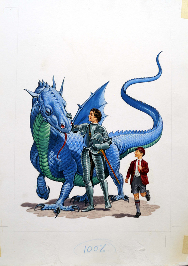 School Boy Dragon (Original) by Bernard Long Art at The Illustration Art Gallery