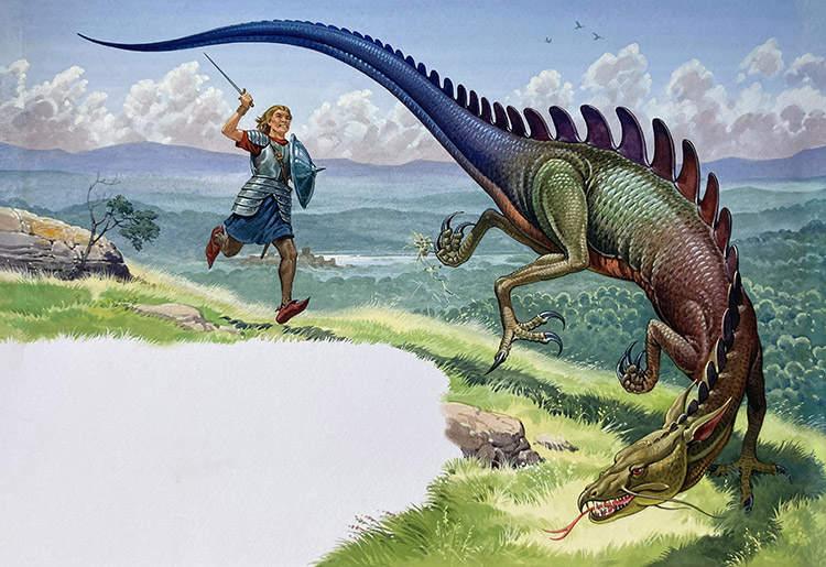 Dragon Chase (Original) by Bernard Long at The Illustration Art Gallery