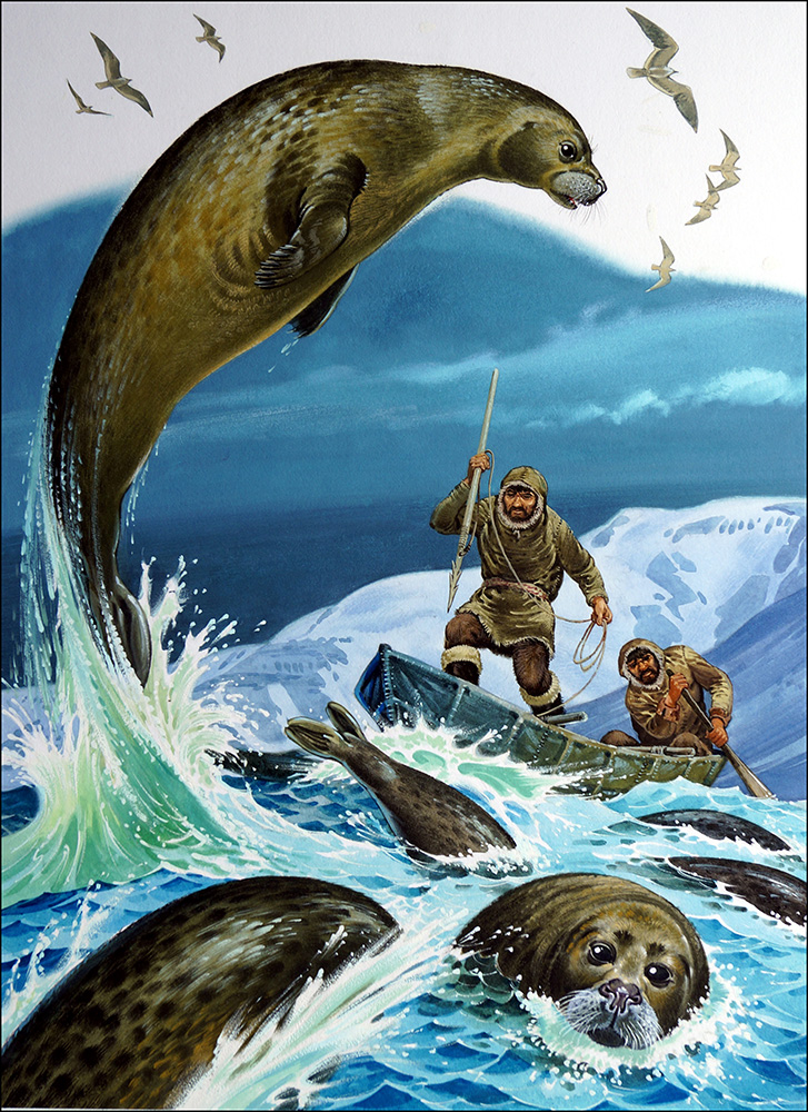 Seal Hunters (Original) art by Bernard Long Art at The Illustration Art Gallery