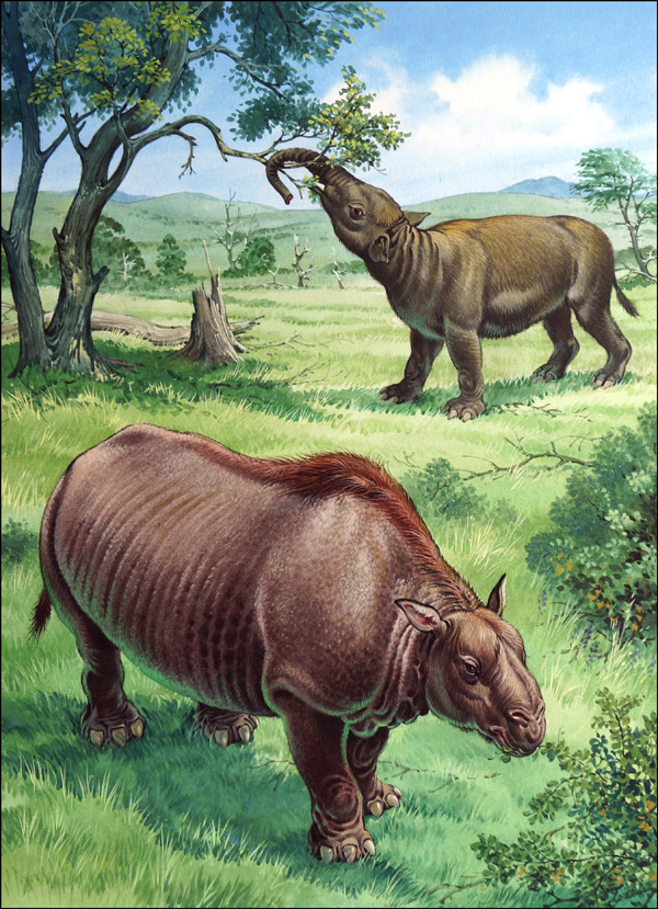 Toxodon and Pyrotherium (Original) by Bernard Long at The Illustration Art Gallery