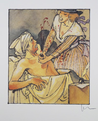 Jean-Paul Marat assassinated in the bath art by Milo Manara
