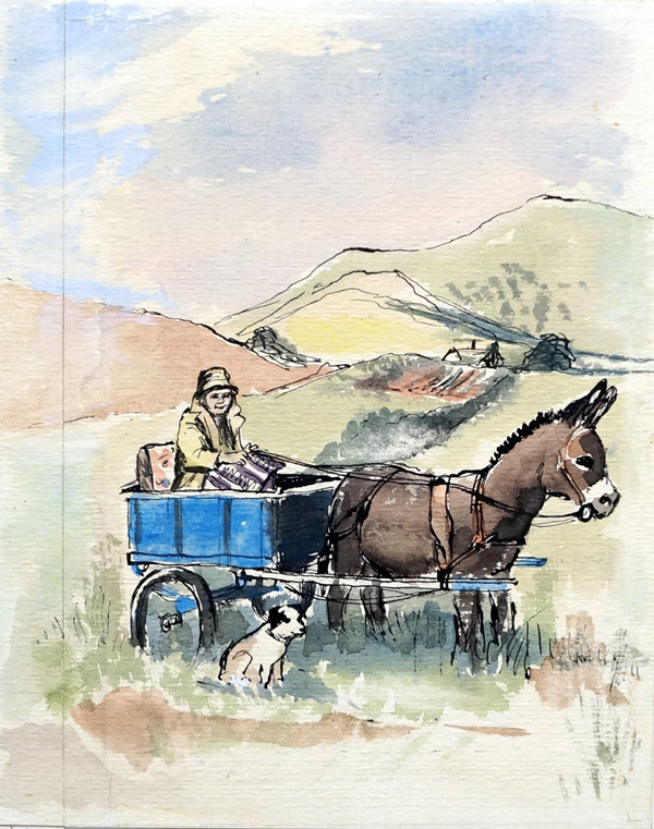 Travels In A Donkey Trap (Original) by Pamela Mara Art at The Illustration Art Gallery