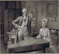 George III and Charlotte art by Fortunino Matania