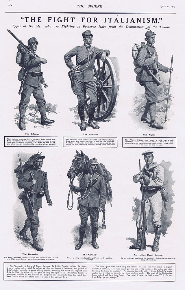 The Fight for Italianism 1915  (original page The Sphere 1915) (Print) art by 1915 (Matania original prints) at The Illustration Art Gallery