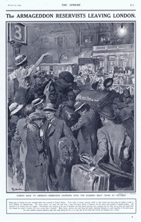 The Armageddon Reservists Leaving London 1914  (original cover page The Sphere 1914) (Print)
