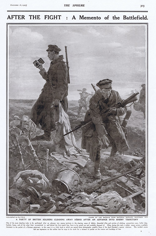 The Western Front 1915 after an Advance into Enemy Territory (original page Sphere 1915) (Print) by 1915 (Matania original prints) at The Illustration Art Gallery