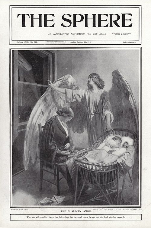 The Guardian Angel 1915  (original cover page The Sphere 1915) (Print) by 1915 (Matania original prints) at The Illustration Art Gallery