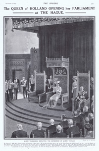 The Queen of Holland opening her Parliament at the Hague  (original page 1913) (Print)