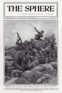 British Infantry attacking a German Trench with Bayonets 1915 art by Fortunino Matania