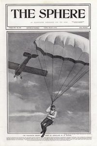 The Parachute Descent by M Bourhis  (original cover page The Sphere 1914) (Print)