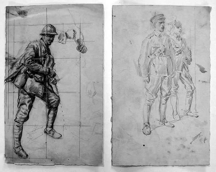 World War One Sketch 3 (Original) by World Wars (Matania) at The Illustration Art Gallery