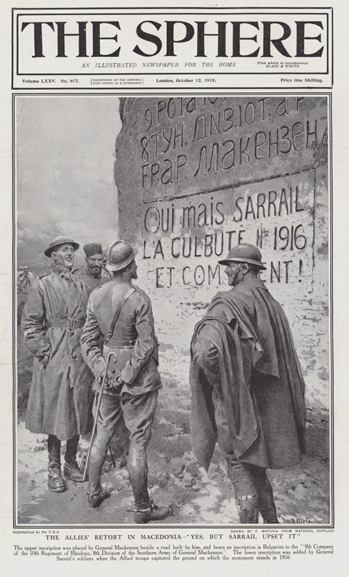 The Allies in Macedonia  (original cover page from The Sphere 1918) (Print) by 1918 (Matania original prints) at The Illustration Art Gallery