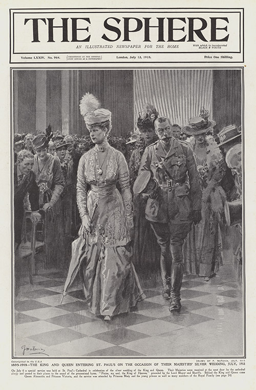 The King and Queen at St Paul's  (original cover page The Sphere 1918) (Print) by 1918 (Matania original prints) at The Illustration Art Gallery