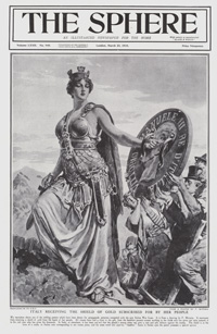 Italy receiving the Shield of Gold subscribed for by her people 1918