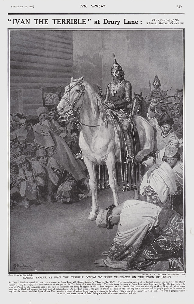 Ivan the Terrible at Drury Lane in 1917  (original cover page The Sphere 1917) (Print) art by 1917 (Matania original prints) at The Illustration Art Gallery