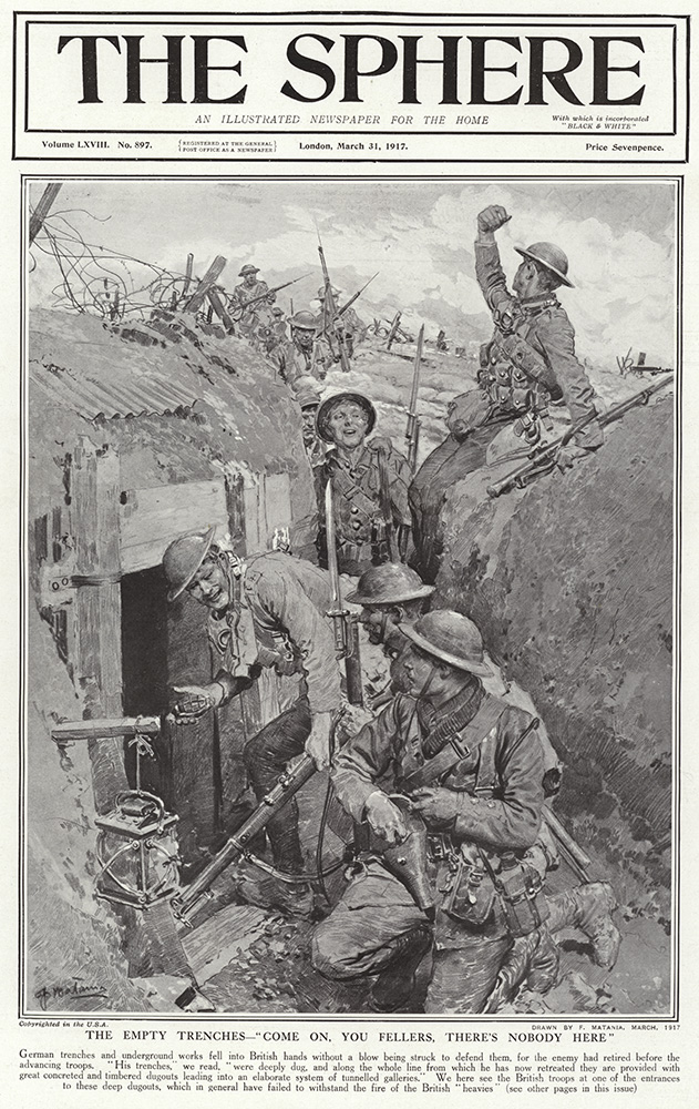 The Empty Trenches 1917  (original cover page The Sphere 1917) (Print) art by 1917 (Matania original prints) at The Illustration Art Gallery