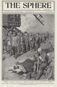 German prisoners captured by the Americans in 1918 (original cover page The Sphere 1918) (Print)