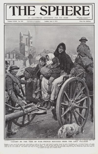 French Refugees in 1918  (original cover page The Sphere 1918) (Print)