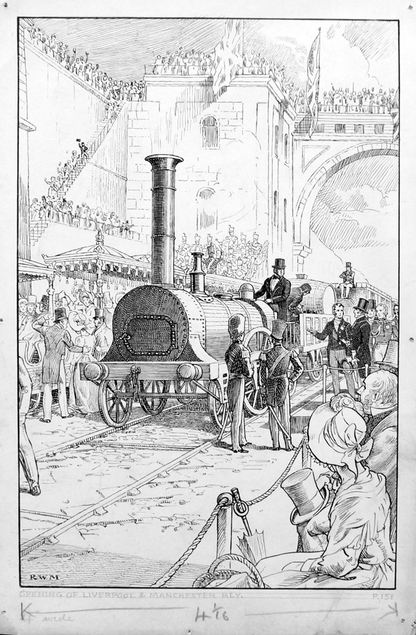 Opening Of Liverpool & Manchester Railway (Original) (Signed) by Robert Wilson Matthews Art at The Illustration Art Gallery