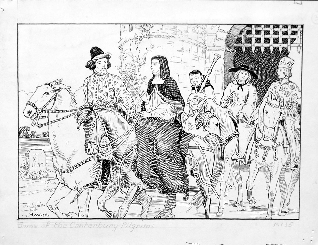 The Canterbury Pilgrims (Original) (Signed) art by Robert Wilson Matthews Art at The Illustration Art Gallery