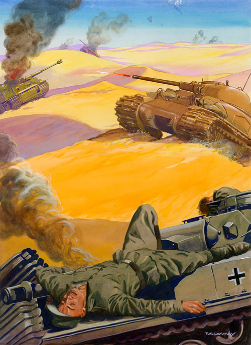 Tank Battle (Original) (Signed) by F Stocks May at The Illustration Art Gallery