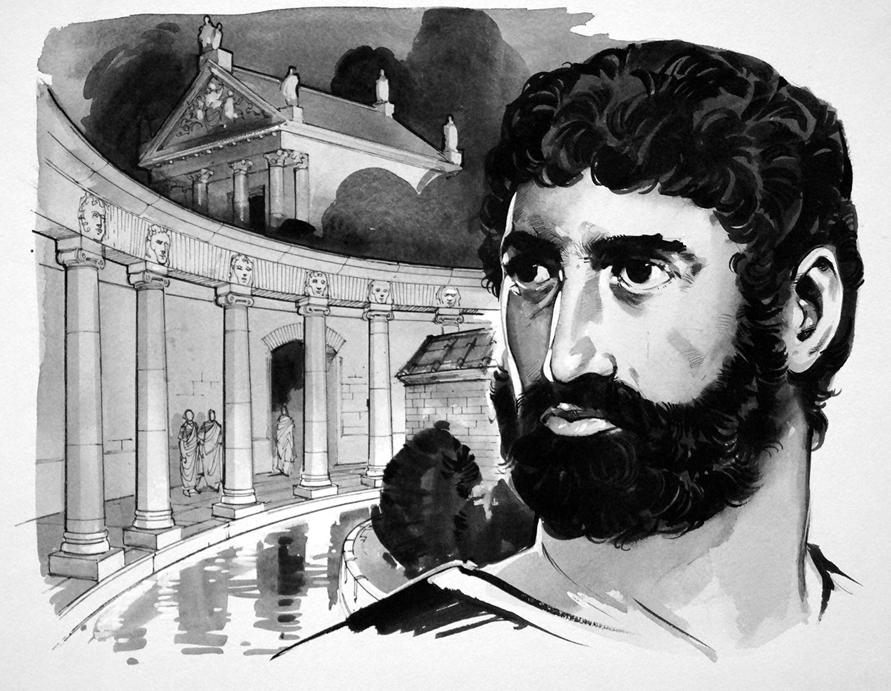 Hadrian's Villa at Tivoli (Original) art by Ancient Rome (Angus McBride) at The Illustration Art Gallery