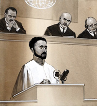 Haile Sellassie at the League of Nations art by Angus McBride