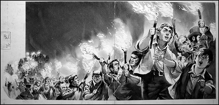 Torchlight Parade - Anti Corn-Law Protestors (Original) (Signed) by British History (Angus McBride) at The Illustration Art Gallery