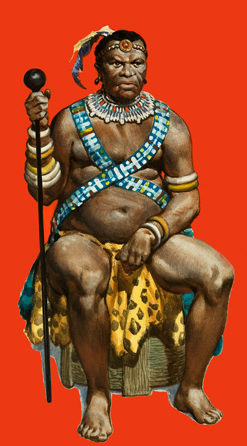 Chief Dingaan of the Zulus (Original) by James E McConnell Art at The Illustration Art Gallery