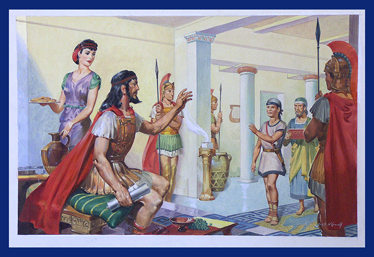 Telemachus Welcomed by Nestor (Original) (Signed) by James E McConnell at The Illustration Art Gallery