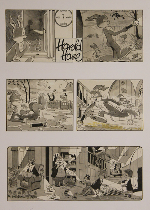 Harold Hare: Foggy Fun (Original) (Signed) by Hugh McNeill at The Illustration Art Gallery