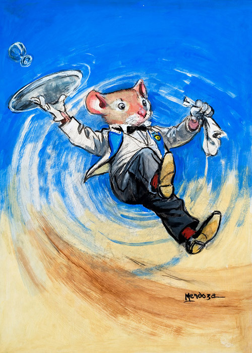 Waiter Catastrophe (Original) (Signed) by Town Mouse and Country Mouse (Mendoza) at The Illustration Art Gallery